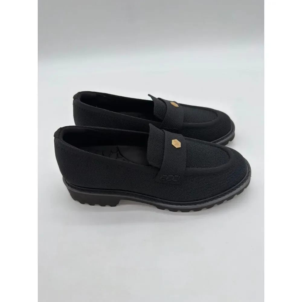 Vivaia Francesca Platform Chunky Heel Penny Minimalist Preppy Black Loafer 10.5